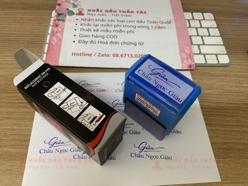 Nhận Khắc con dấu Tên và chữ ký Châu Ngọc Giàu