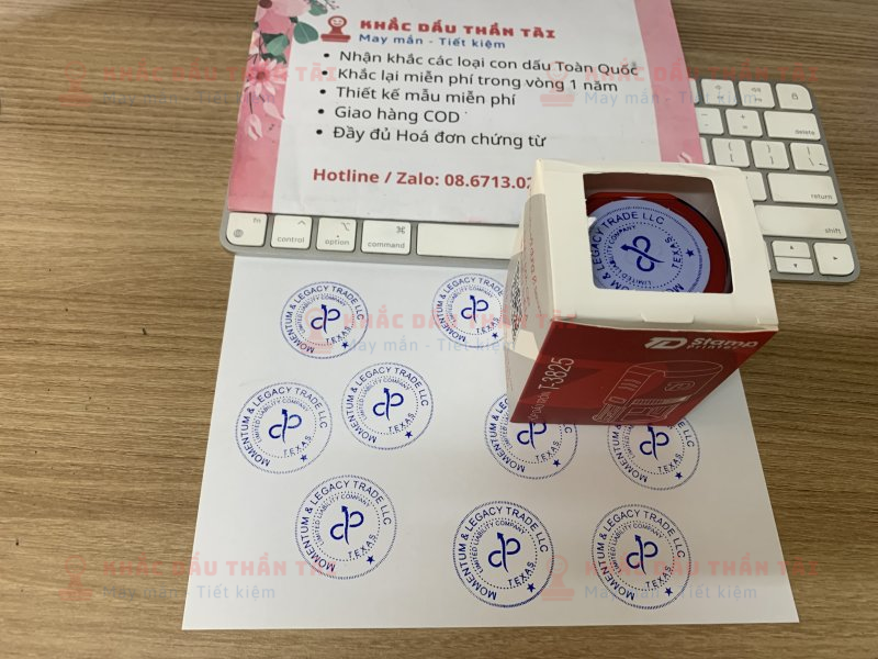 Khắc con dấu cao su logo Công ty Momentum And Lagacy Trade LLC