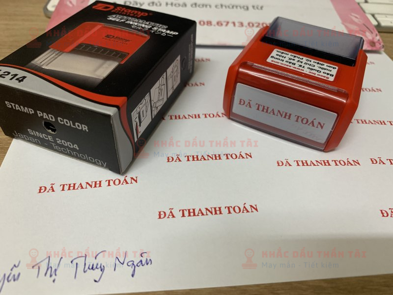 Khắc con dấu Đã thanh toán mực đỏ font Vni-Times cho Nguyễn Thị Thuý Ngân