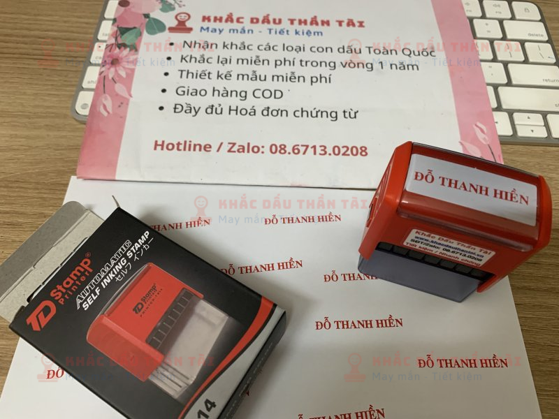 Khắc con dấu Tên Đỗ Thanh Hiền, Mực đỏ, Font Vni-Times